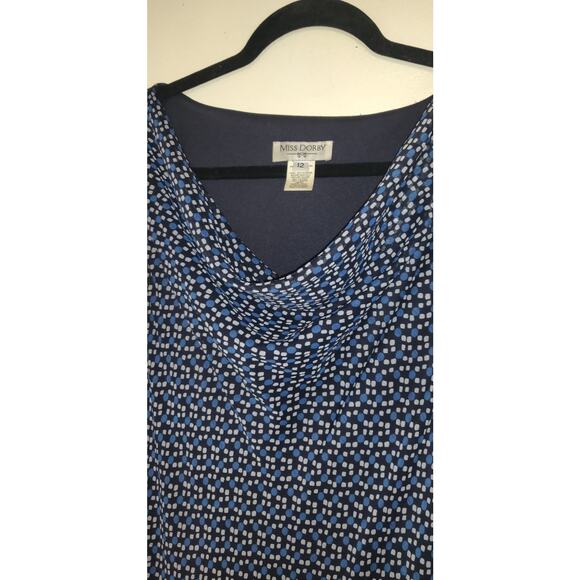 Vintage Miss Dorby Dress Sz 12 Blue Asymmetrical Bottom Chiffon Retro Preppy 80s - Picture 6 of 15